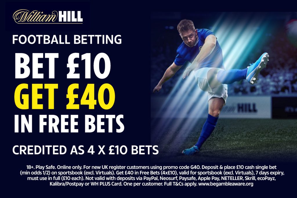 Bet £10 to Get £40 free bets at William Hill