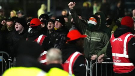 Celtic fans chuck MISSILES at stadium and argue with each other as anti-board protest threatens to turn ugly at Parkhead