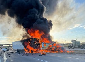 Driver cited after fiery semi crash closes I-70 in Aurora