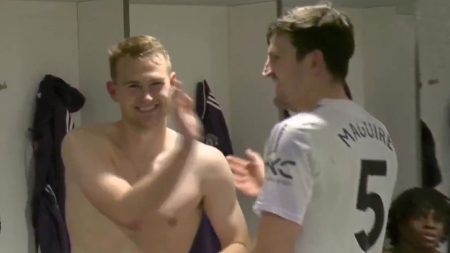 Inside Man Utd dressing room after Liverpool win as Harry Maguire gets hero’s welcome from jubilant team-mates