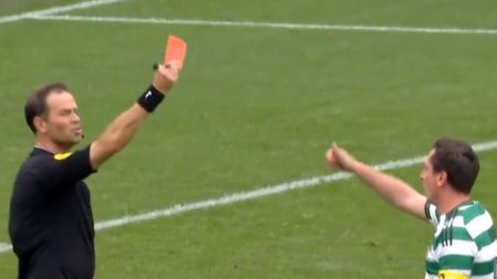 Legendary hard man Scott Brown sent off in CHARITY MATCH with Celtic ace fuming as ref gives him a cheeky wave