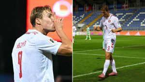 Man Utd reject Rasmus Hojlund scores two more as Denmark run riot in World Cup qualifier held in empty stadium