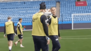 Moment Erling Haaland brutally trolls Rangers ace Thelo Aasgaard as Man City star asks ‘what did you do last night?’