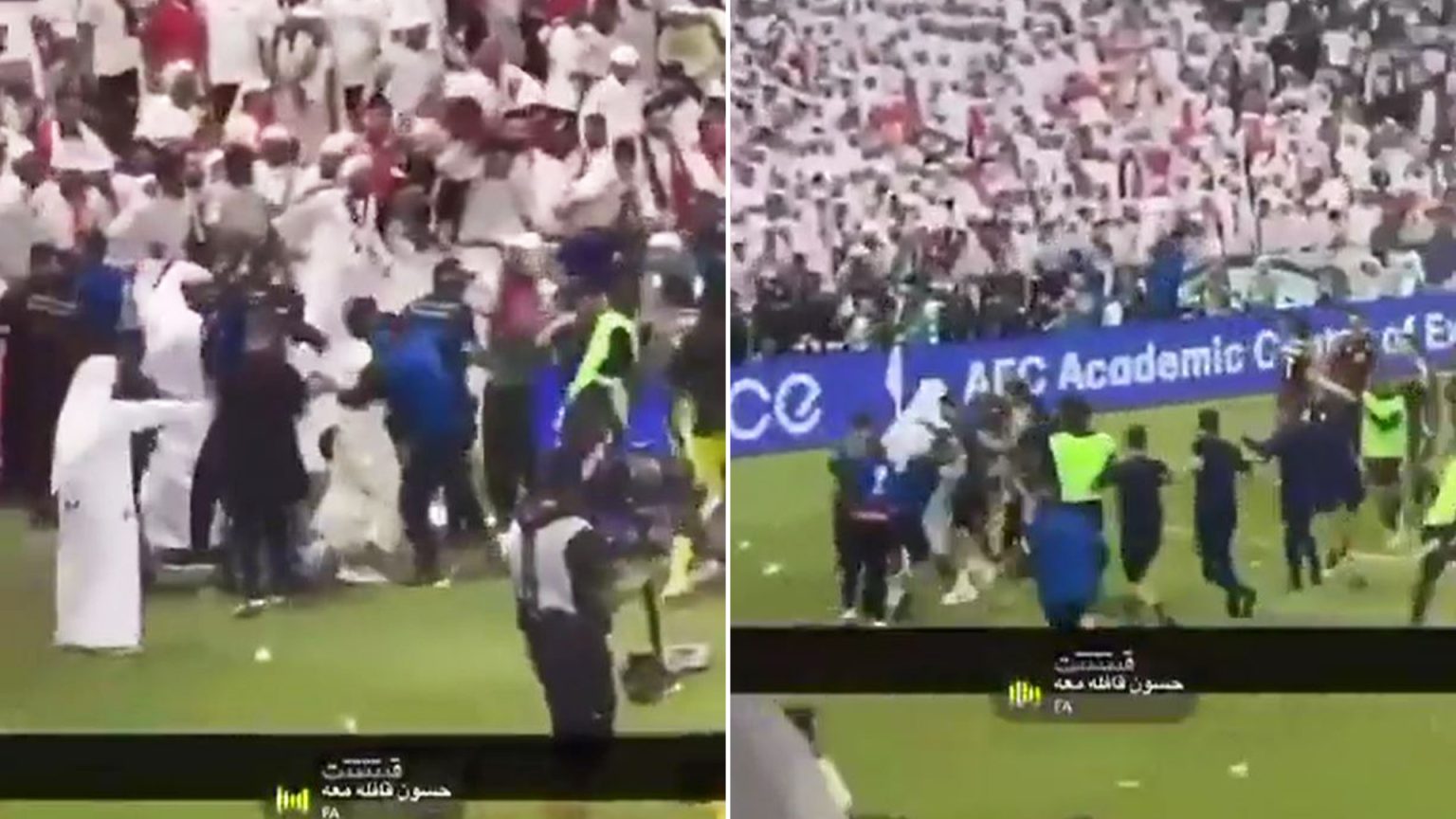 Moment bizarre fight breaks out between UAE fans and Qatar players after goal that sealed World Cup qualification