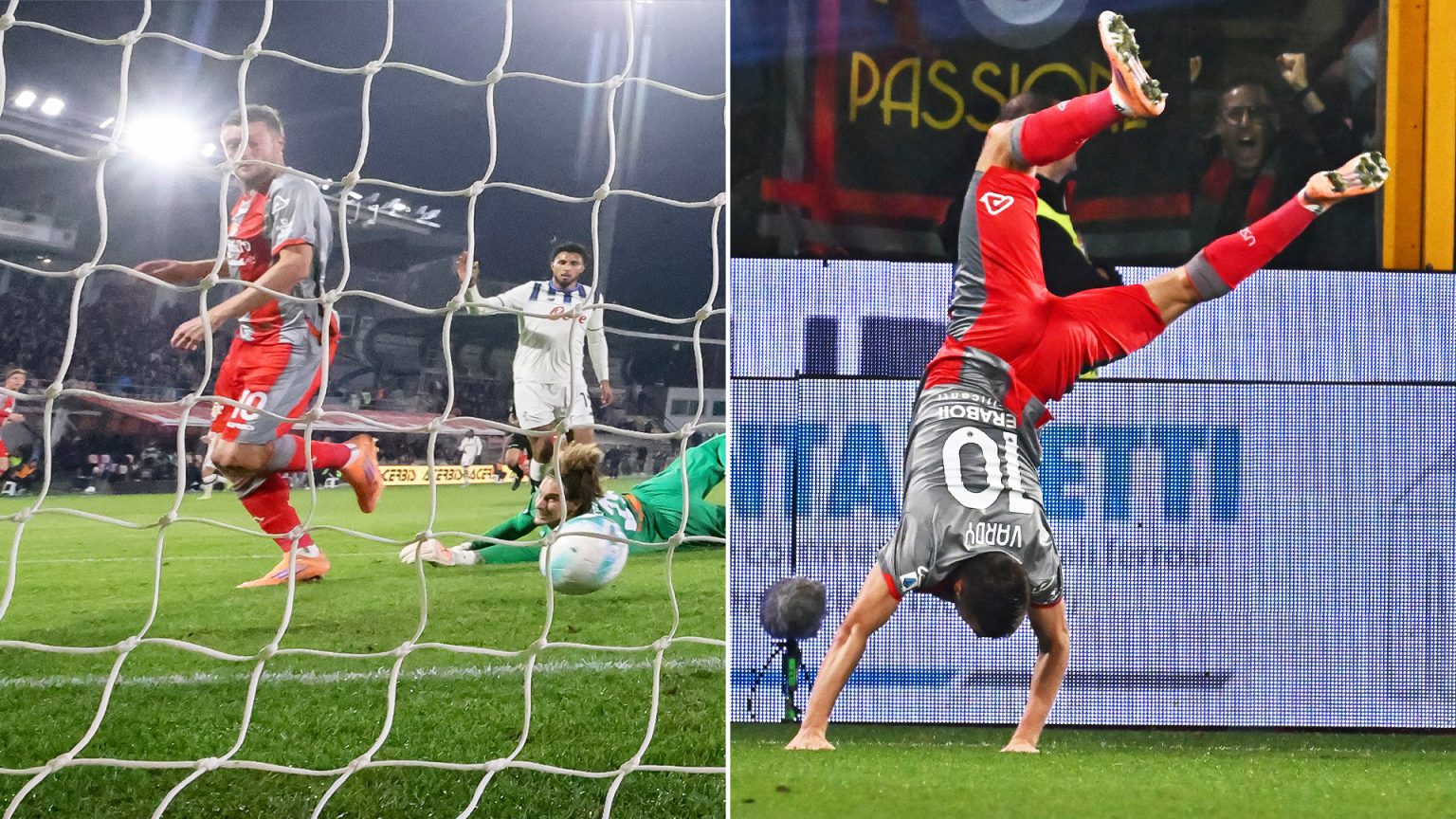 Watch Jamie Vardy’s incredible acrobatic celebration as Premier League legend scores first Serie A goal at 38