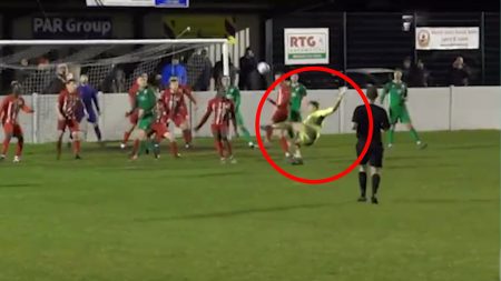 Watch incredible moment non-league goalkeeper scores 98th minute scissor kick to rescue point for his team