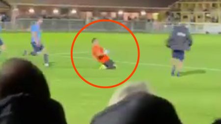 Watch incredible moment non-league keeper scores dramatic last-minute equaliser against his old club