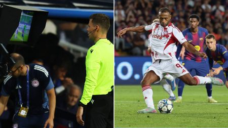 ‘What a scandal’ – Fans disgusted after Olympiacos score before VAR intervention rules it out and offers penalty instead ‘What a scandal’ – Fans disgusted after Olympiacos score before VAR intervention rules it out and offers penalty instead