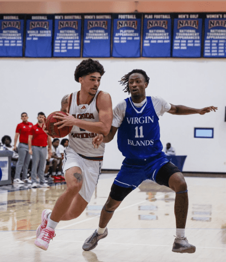 Buccaneers Defeat Florida National in Wire-to-Wire 80-63 Victory