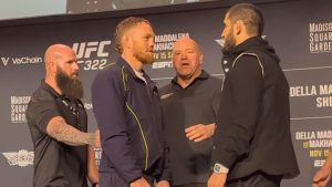 Dana White RUSHES to separate Islam Makhachev and JDM’s intense UFC 322 face as Leon Edwards jaws down Carlos Prates