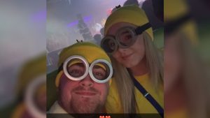 Darts star Luke Littler and girlfriend Faith Millar cosy up together while dressed as Minions to celebrate Halloween