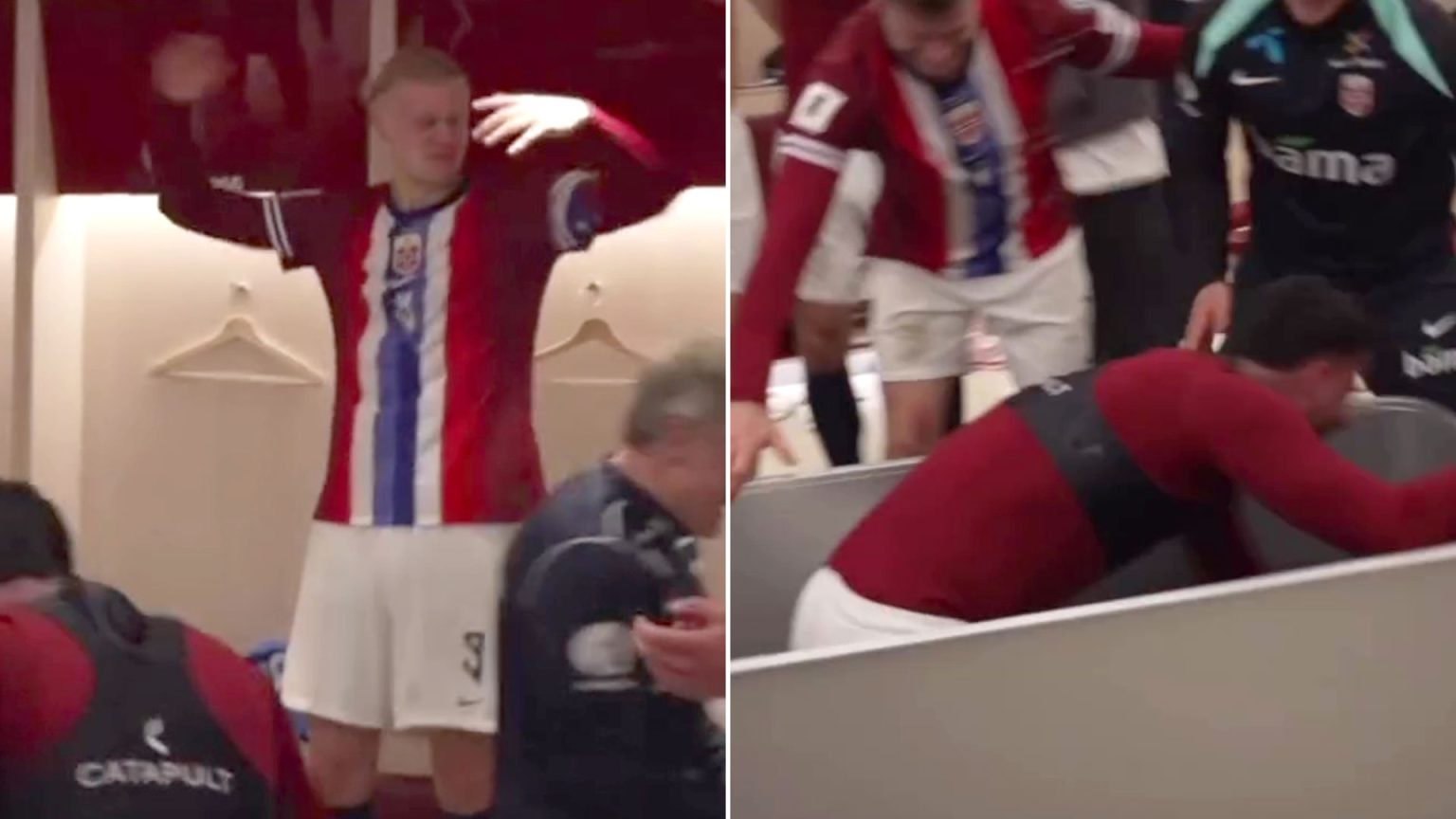 Erling Haaland in wild dressing room celebrations with Norway to qualify for World Cup if they avoid 9-0 loss in Italy