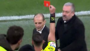 Furious Max Allegri storms down tunnel after red card and confrontation with Lazio coach in AC Milan clash