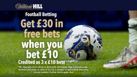 Get £30 in football free bets with William Hill