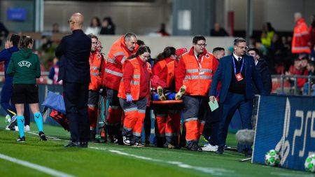 ‘Horrendous’ moment female Champions League star is rushed to hospital with traumatic brain injury after collision