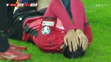 Injury-plagued Premier League ace, 24, stretchered off in tears during Albania vs England as fans fear ‘it’s the end’