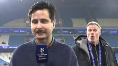 Jamie Carragher red-faced as he makes failed attempt to flee after interrupting foreign Champions League broadcast