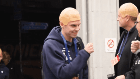 Rangers star spotted wearing a BALD CAP in bizarre tribute to retiring ex-Celtic ace