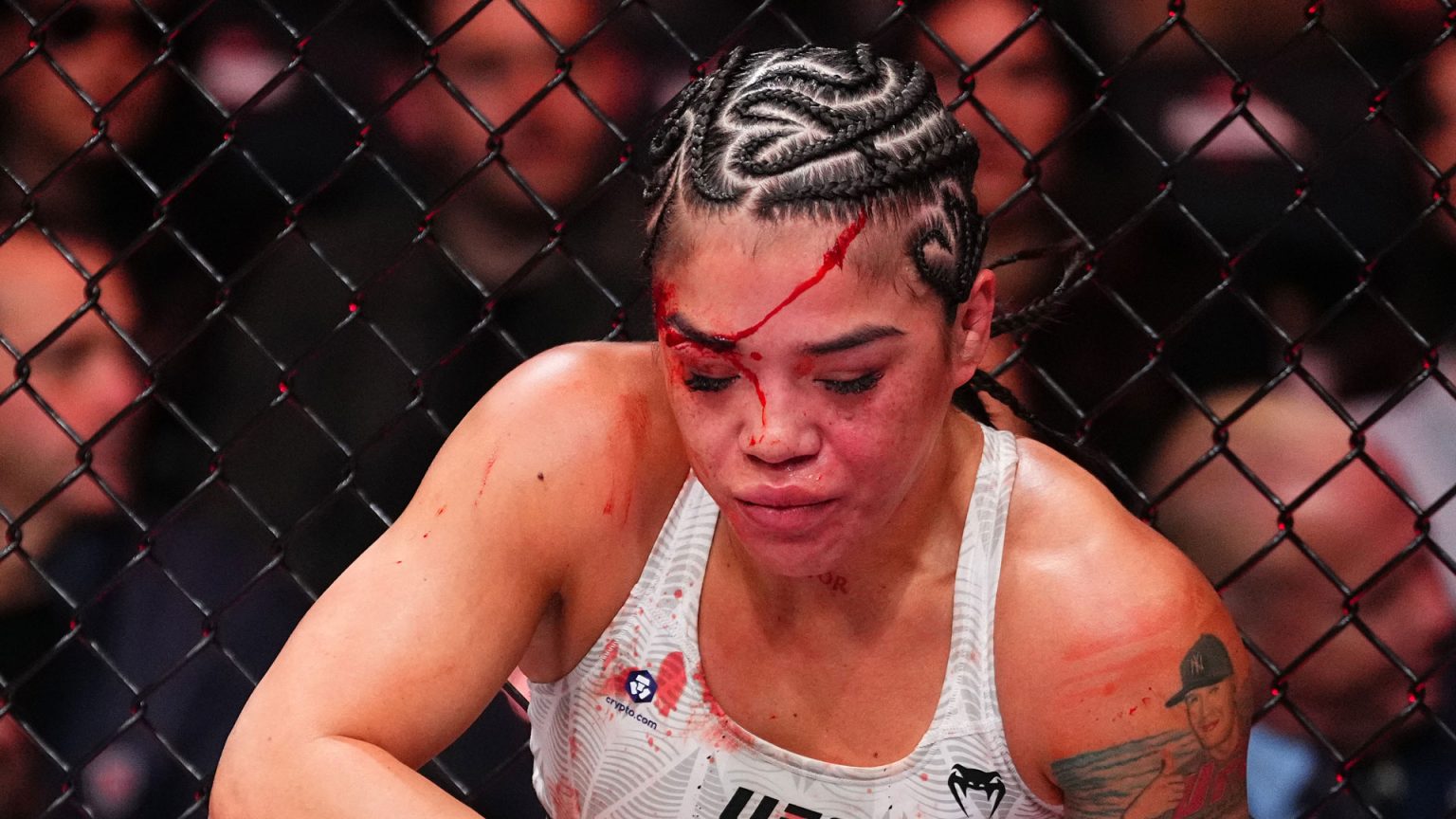 UFC beauty Tracy Cortez left with cuts and swelling as blood trickles down her face after brutal UFC 322 defeat