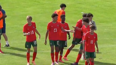 Watch Cristiano Ronaldo’s son follow in his dad’s footsteps with goal for Portugal U16s as fans say ‘it’s in the DNA’