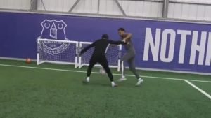 Watch moment Everton star humiliates aspiring footballer on TV as fans say ‘I just witnessed a murder’
