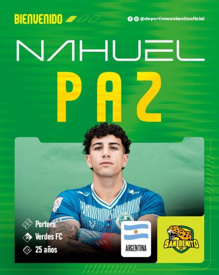Argentine goalkeeper Nahuel Paz leaves PLB champions Verdes FC to join Guatemala’s Deportivo San Benito