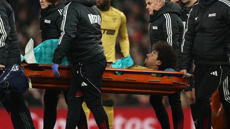 Chris Richards stretchered off with gruesome injury as medics try to ‘stem bleeding’ during Palace’s clash at Arsenal