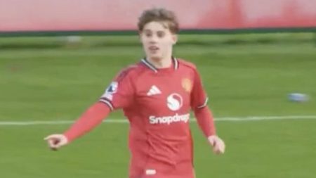 Man Utd legend’s son makes debut for U18s as he plays alongside starlets including Barcelona target JJ Gabriel
