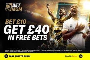 Get £40 in free bets and bonuses to spend with BetMGM