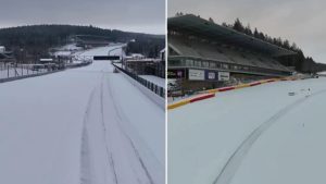 Iconic sporting venue looks unrecognisable as it’s engulfed in deep snow after Europe battered by Arctic blast