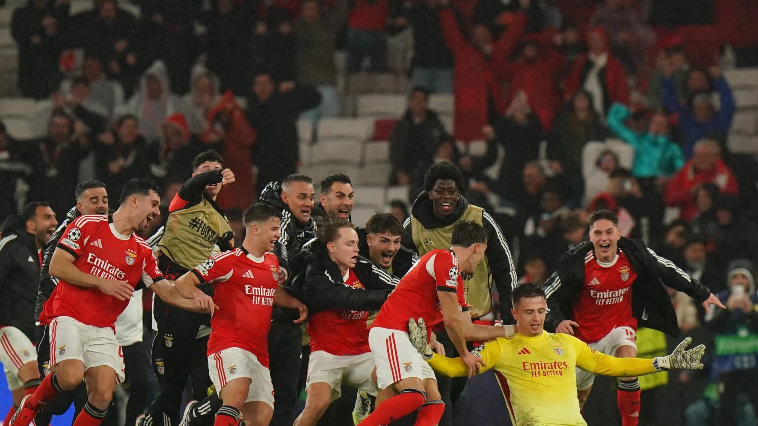 Jose Mourinho hugs ballboy in wild scenes as Benfica KEEPER scores last-gasp goal to send them through vs Real Madrid