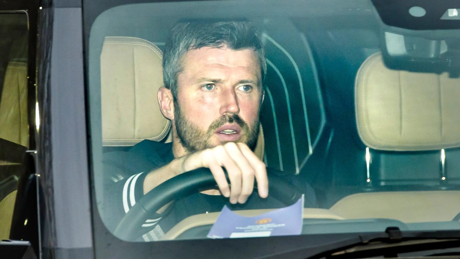 Michael Carrick arrives at Carrington after agreeing to take over as Man Utd’s caretaker manager