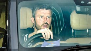 Michael Carrick arrives at Carrington after agreeing to take over as Man Utd’s caretaker manager