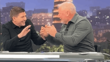 ‘That’s magic’ – Rangers heroes Ally McCoist and Steven Gerrard share incredible moment together live on TV