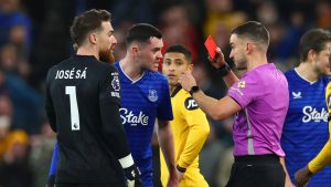 Toffees see TWO red cards with Grealish sent off for dissent after Keane’s moment of madness