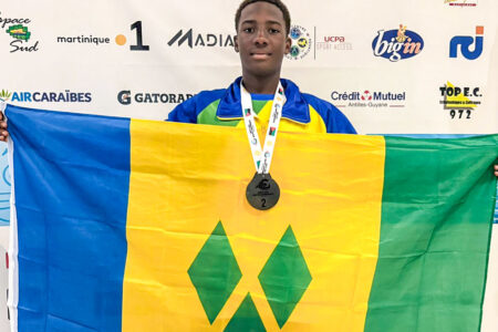 Kione De Shong buckets two more Carifta Swim medals