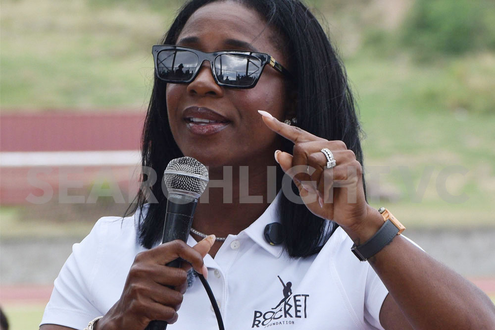 Young athletes get earful of advice from Jamaican Track and Field star Young athletes get earful of advice from Jamaican Track and Field star